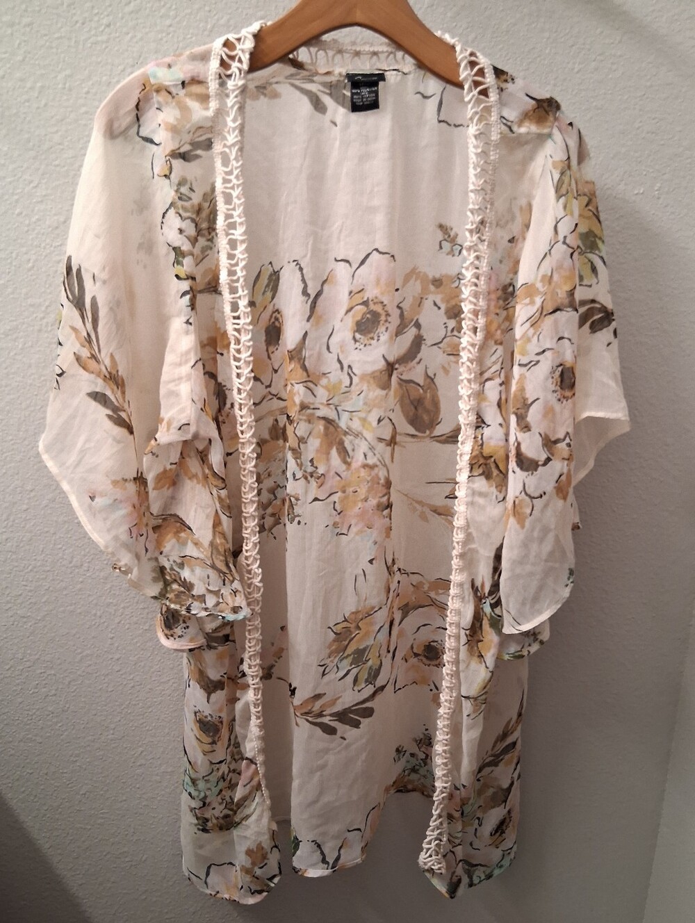 Sheer Floral Open Cardigan OSFM